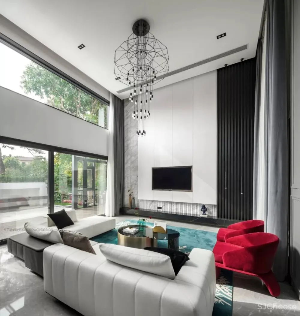 1120㎡轻奢别墅,一半冷艳一半迷红 | 舍下空间