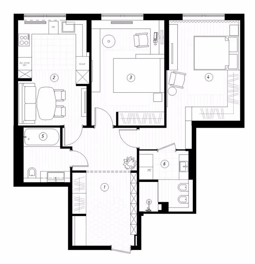 81.6㎡一家三口,用玻璃隔断丨这样的玄关不亚于130㎡的标配
