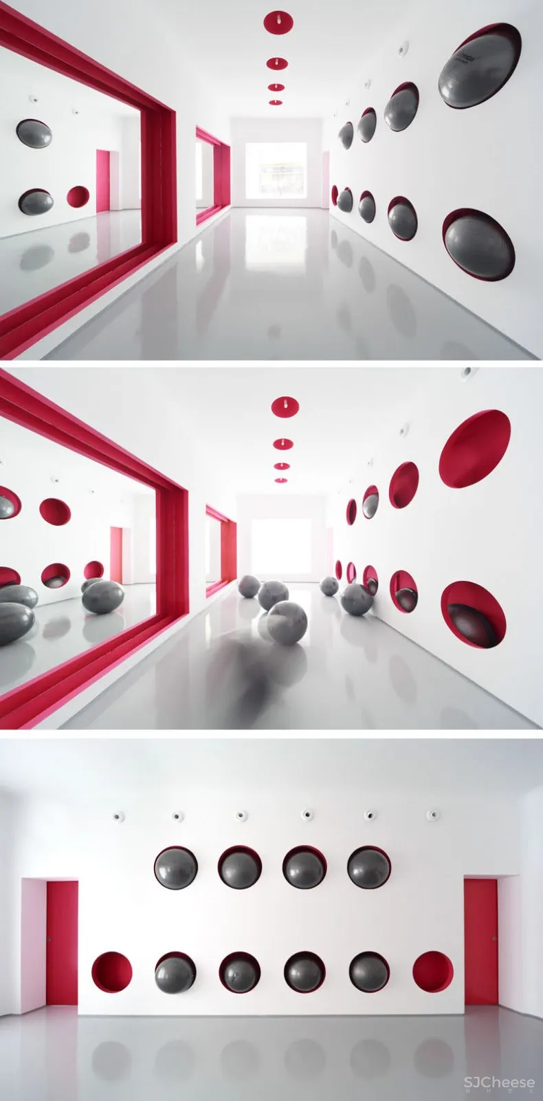 储存理念——这个体育馆有一堵墙,用来装健身球