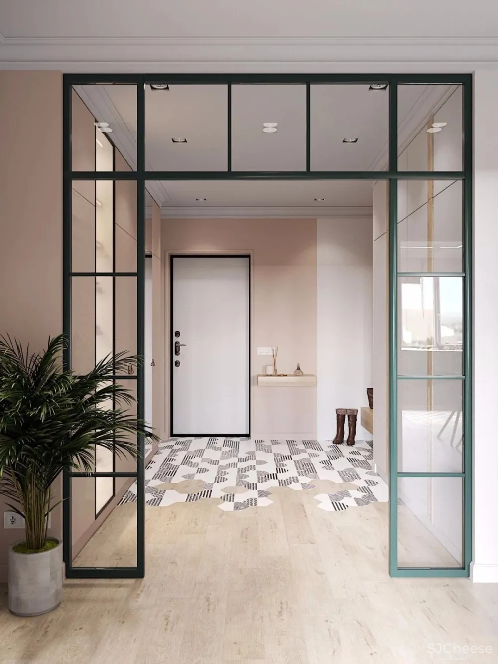 81.6㎡一家三口,用玻璃隔断丨这样的玄关不亚于130㎡的标配