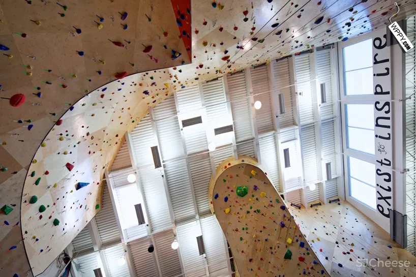 [健身馆] brooklyn boulders coworking space features towering rock climbing wall