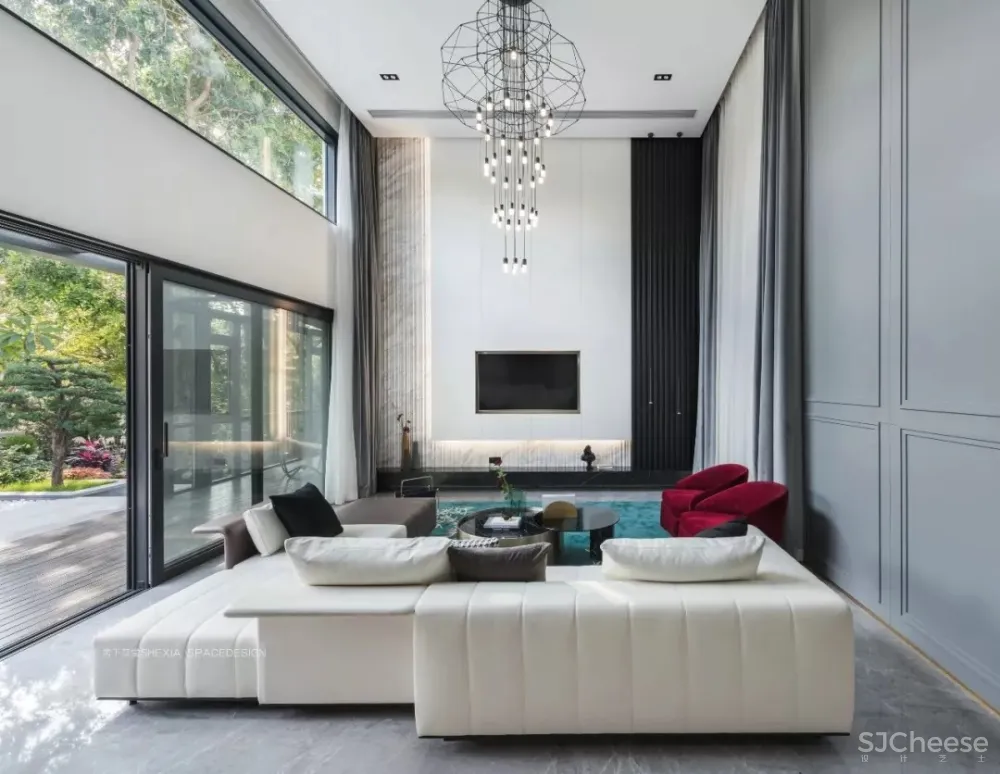 1120㎡轻奢别墅,一半冷艳一半迷红 | 舍下空间