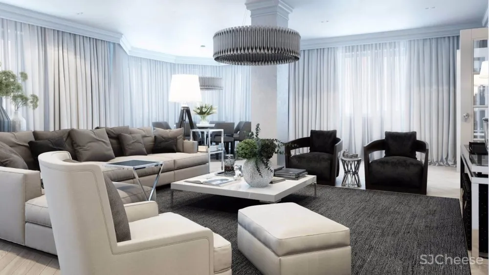 莫斯科黑白灰时尚典雅公寓设计