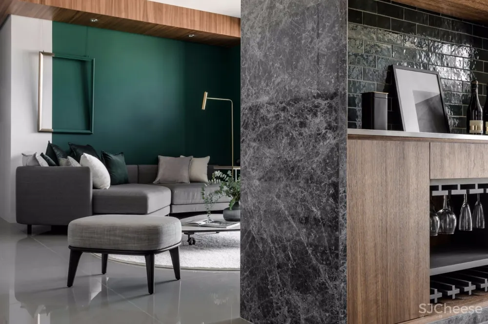 灰+绿 焕然一新的清新住宅空间 | 大也国际空间设计