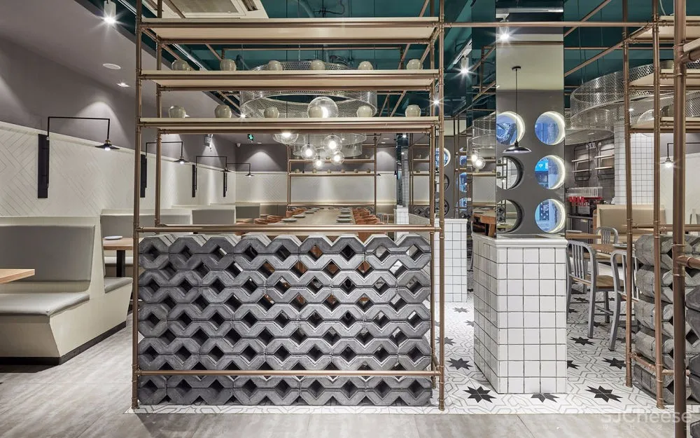 原木+金属打造的复古餐厅 | 三也室内设计 首