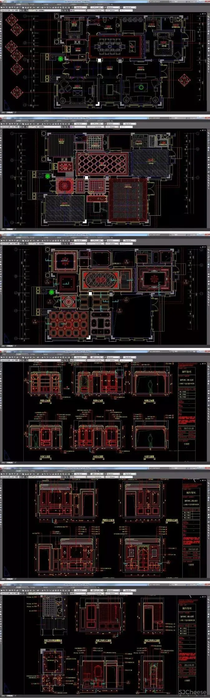法式宫庭风格别墅案例丨完整CAD施工图+实景效果图丨CAD+JPG丨229M