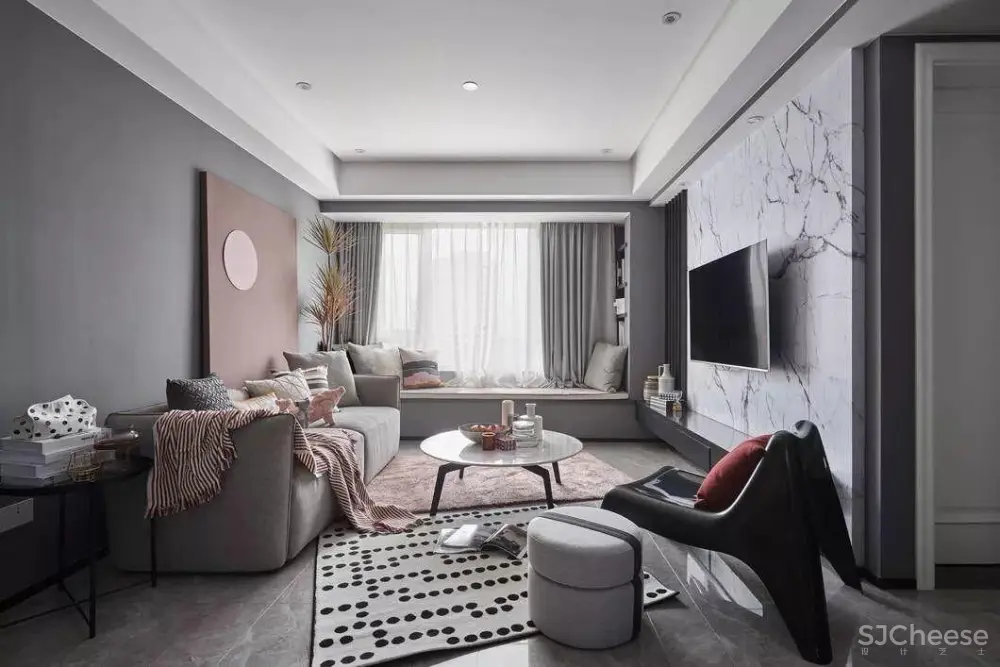 高级灰+烟粉,撩人轻熟风! 高级灰+烟粉,精致住宅-撩人轻熟风!| 所向设计