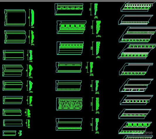 2000个各式造型线条丨踢脚线+天花角线+腰线+背景墙线条+门套线+收口线