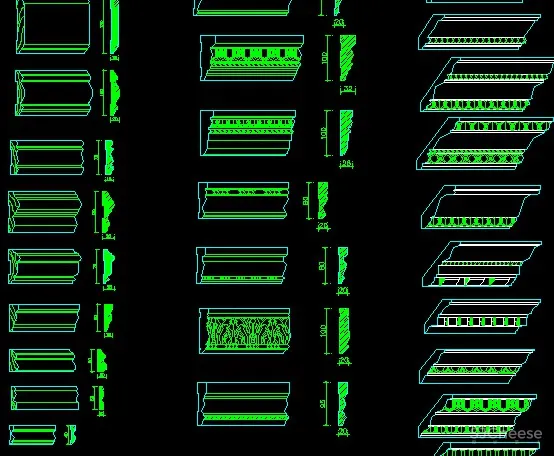 2000个各式造型线条丨踢脚线+天花角线+腰线+背景墙线条+门套线+收口线