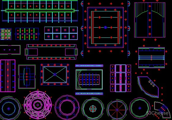 170款天花吊顶布局丨81款天花图案cad图库丨35款天花剖面图
