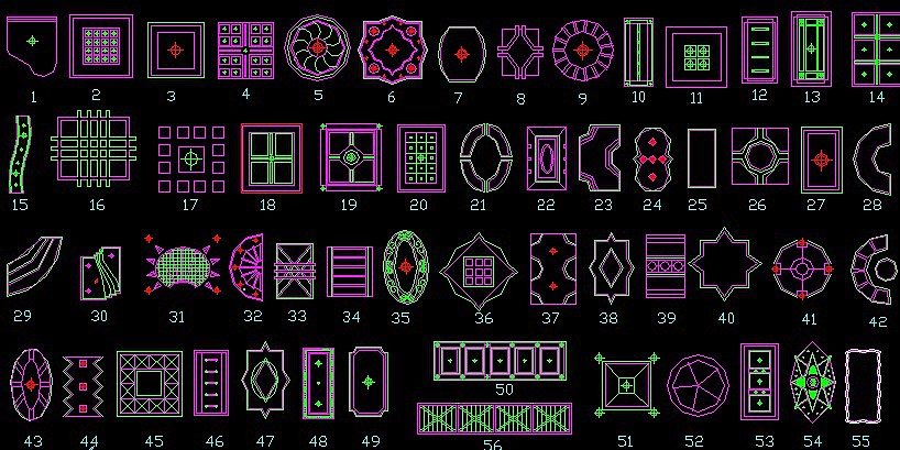 170款天花吊顶布局丨81款天花图案cad图库丨35款天花剖面图