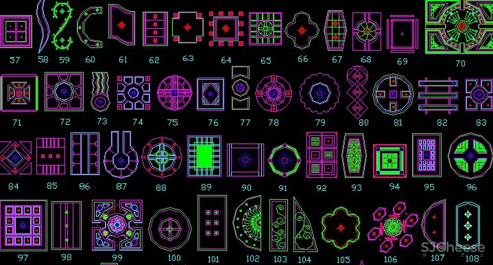 170款天花吊顶布局丨81款天花图案cad图库丨35款天花剖面图