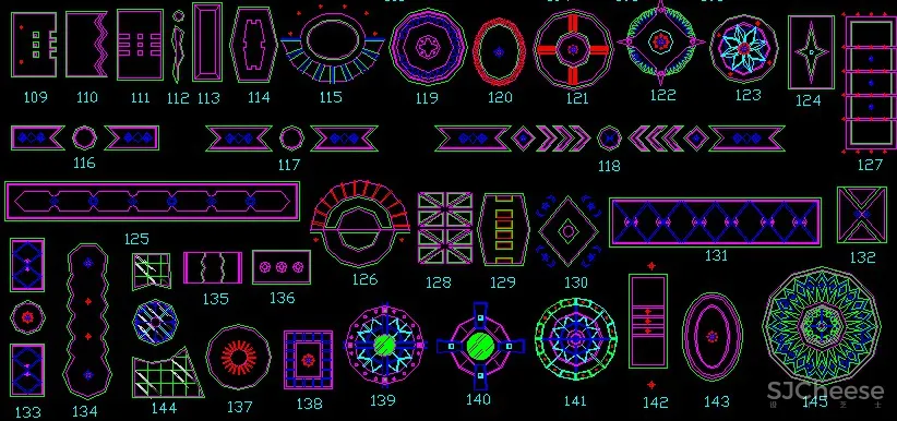 170款天花吊顶布局丨81款天花图案cad图库丨35款天花剖面图