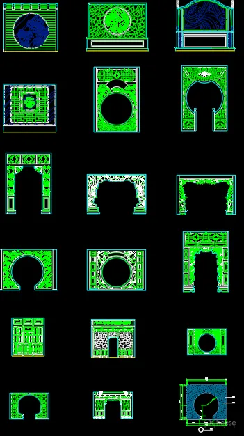 CAD中式平立面图库丨座+椅+桌+几+柜+拼花丨207M