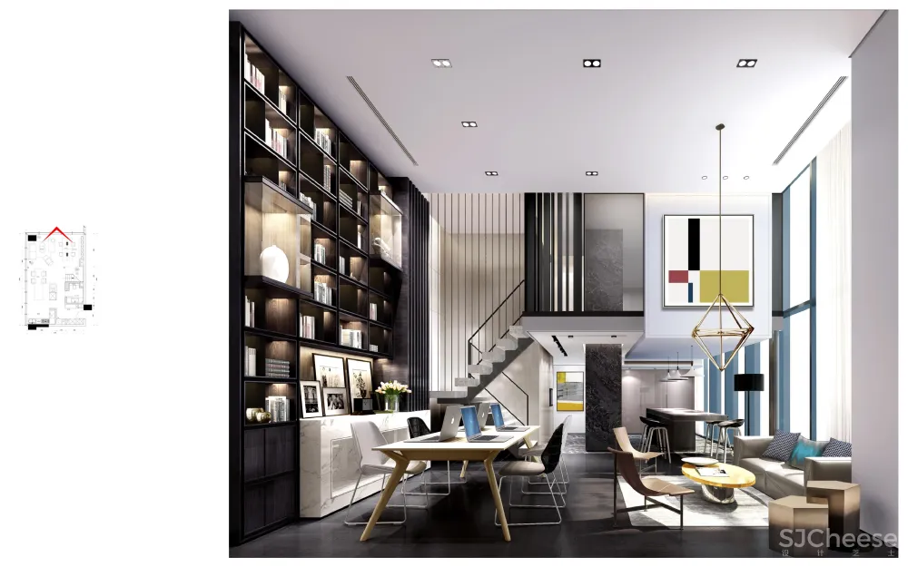 SOHO+LOFT风格公寓样板间丨5套软装方案PPT+CAD施工图丨427M