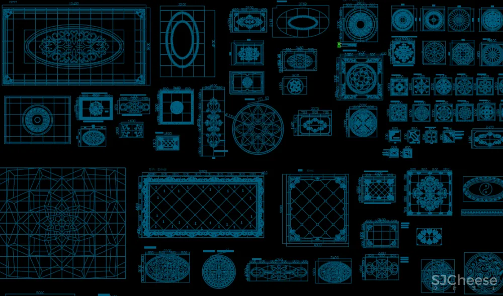 CAD中式平立面图库丨座+椅+桌+几+柜+拼花丨207M