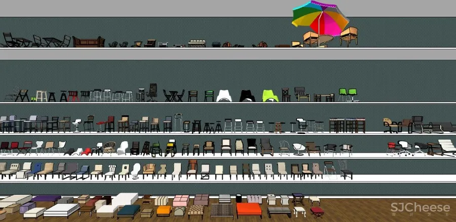 Sketchup草图大师分层精品模型库丨植物丨软装丨材质丨家具丨1.5G