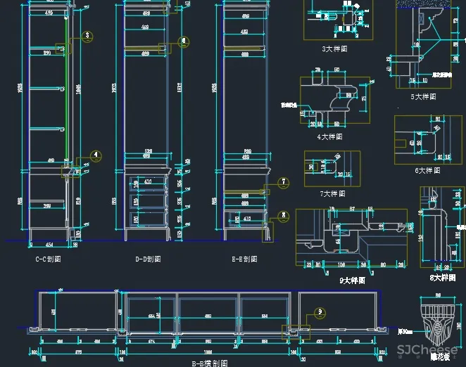 木作综合图库 I 门类+垭口+窗套+线条+壁炉+酒架+各类柜子、墙板、罗马柱 6M