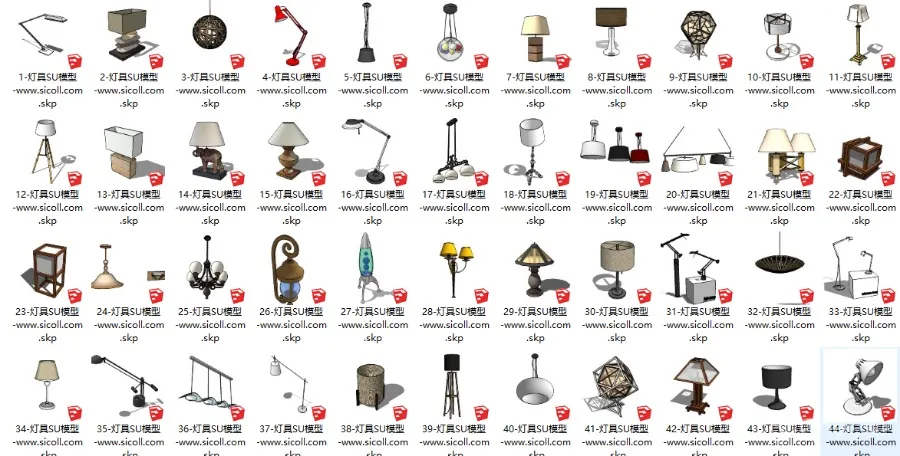SketchUp草图大师丨209个室内灯具SU模型丨skp格式丨188M