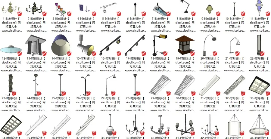 SketchUp草图大师丨209个室内灯具SU模型丨skp格式丨188M