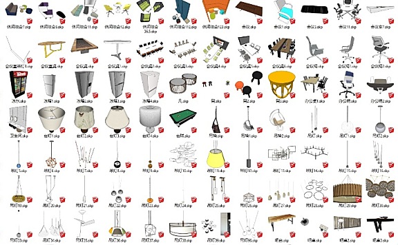 办公设计必备丨619个办公空间专用SU模型丨2.18G