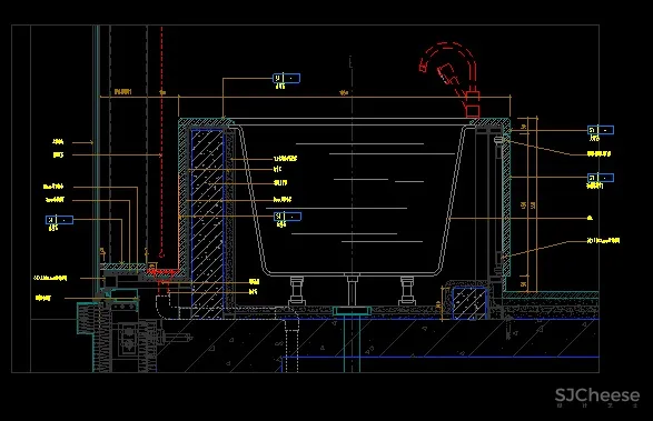 吊顶检修口空调风口剖面节点浴缸检修口丨CAD图纸节点