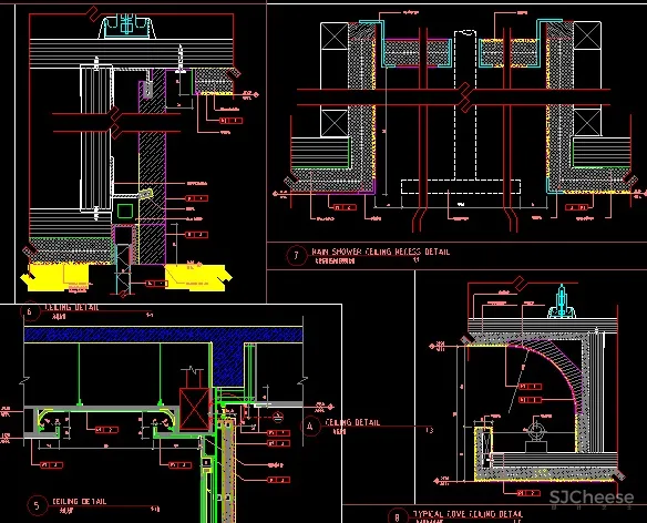 吊顶检修口空调风口剖面节点浴缸检修口丨CAD图纸节点