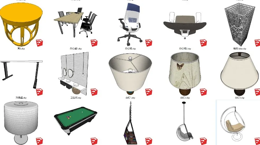 办公设计必备丨619个办公空间专用SU模型丨2.18G