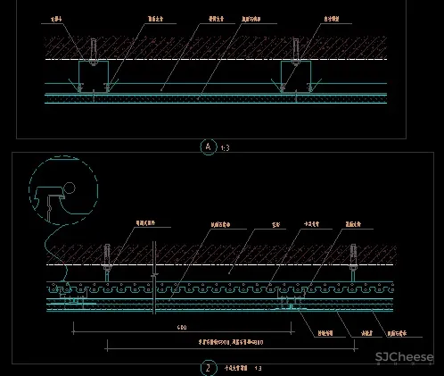 吊顶检修口空调风口剖面节点浴缸检修口丨CAD图纸节点