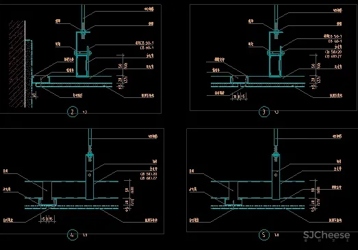 吊顶检修口空调风口剖面节点浴缸检修口丨CAD图纸节点