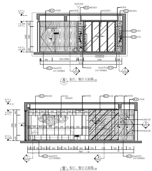 梁志天－中山100㎡轻奢样板间丨CAD施工图+效果图+物料表丨156M