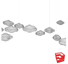 白云灯乌云灯云朵灯造型灯具SU模型sketchup