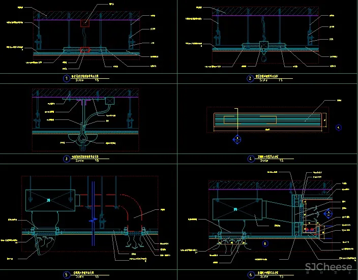 吊顶检修口空调风口剖面节点浴缸检修口丨CAD图纸节点