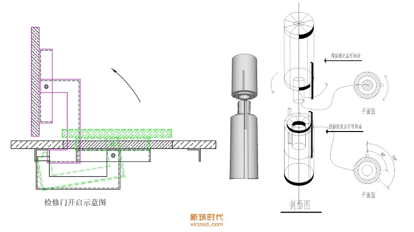吊顶检修口空调风口剖面节点浴缸检修口丨CAD图纸节点