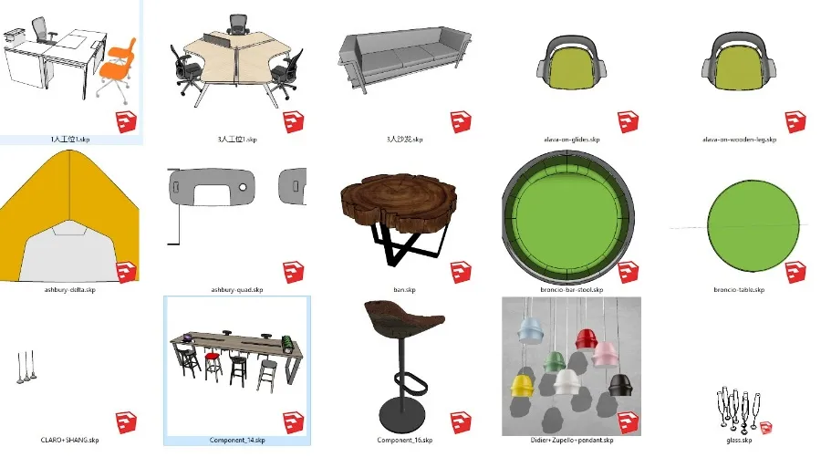 办公设计必备丨619个办公空间专用SU模型丨2.18G