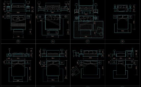 尺寸标注CAD图库丨平立面家具沙发植物洁具厨具健身器材丨13.7M