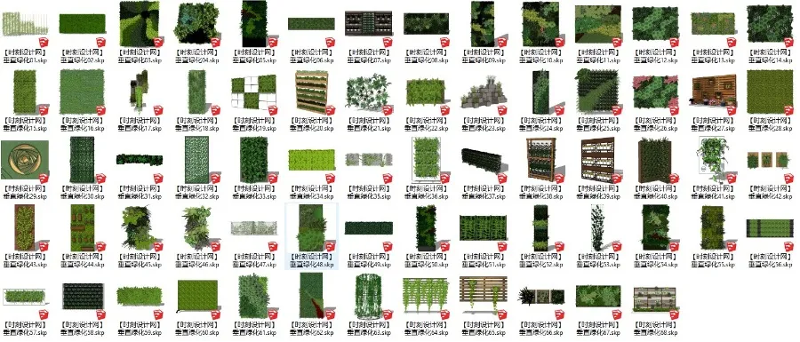 垂直绿化植物墙绿植墙SU草图大师模型skp+jpg预览图 68个 595M
