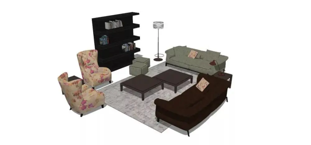 美式SU模型库丨床+餐桌+沙发+梳妆台+电视柜+常用柜子桌子模型丨226套 1.1G
