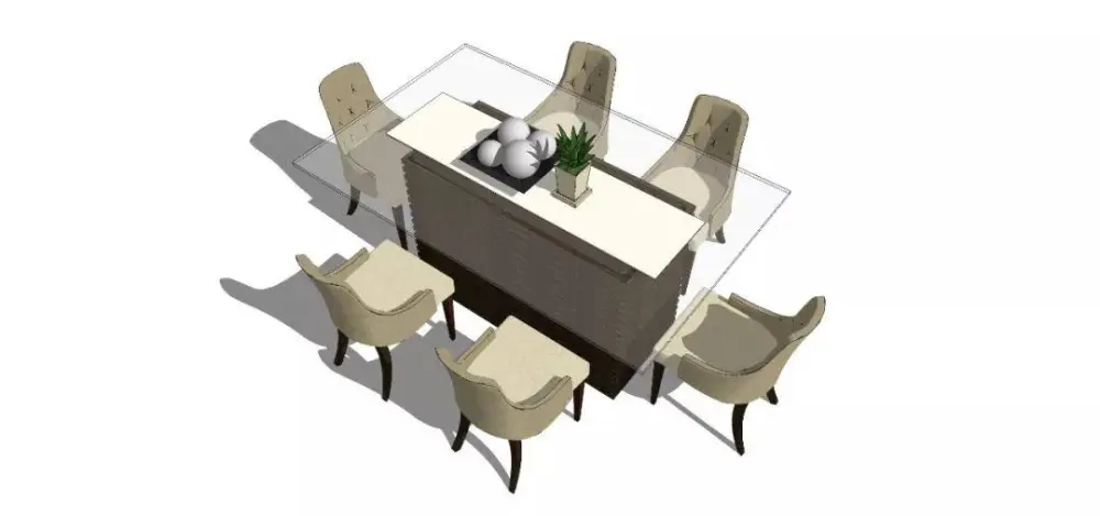 美式SU模型库丨床+餐桌+沙发+梳妆台+电视柜+常用柜子桌子模型丨226套 1.1G