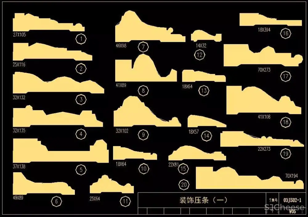 CAD装饰线条合集丨欧式+天花线+踢脚线+腰线+柱线丨37.5M