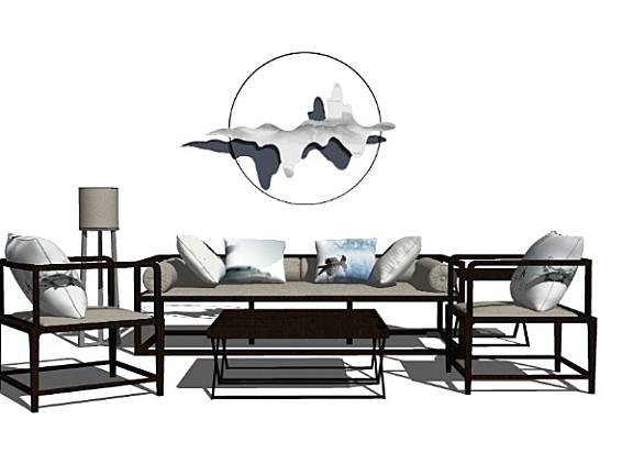 中式SU模型库丨家具沙发桌椅柜子摆件灯具装饰品丨322个 2G