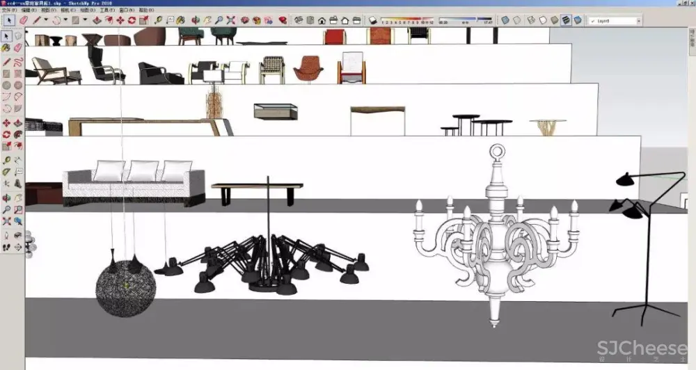 CCD – 常用SU家具模型库合集丨草图方案演示丨291M丨2015版本丨SKP格式丨290M