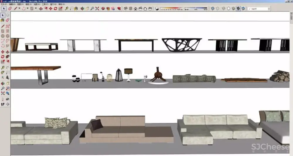 CCD – 常用SU家具模型库合集丨草图方案演示丨291M丨2015版本丨SKP格式丨290M