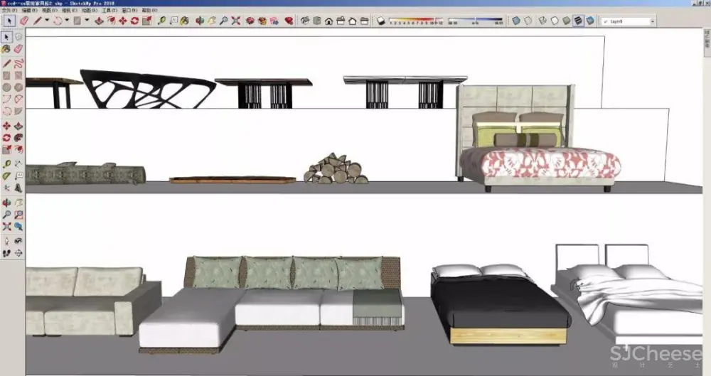 CCD – 常用SU家具模型库合集丨草图方案演示丨291M丨2015版本丨SKP格式丨290M