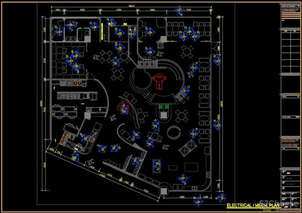 巢羽设计-扬州BINGO亲子餐厅丨CAD施工图+实景·效果图+SU模型丨1.1G