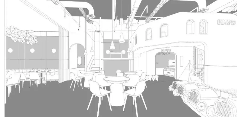 巢羽设计-扬州BINGO亲子餐厅丨CAD施工图+实景·效果图+SU模型丨1.1G