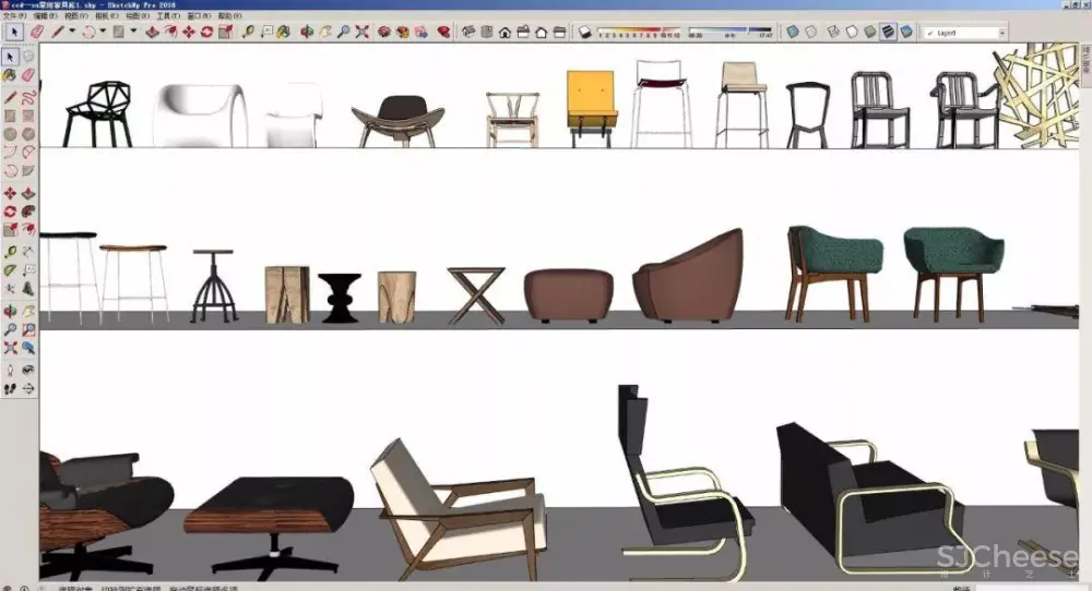 CCD – 常用SU家具模型库合集丨草图方案演示丨291M丨2015版本丨SKP格式丨290M