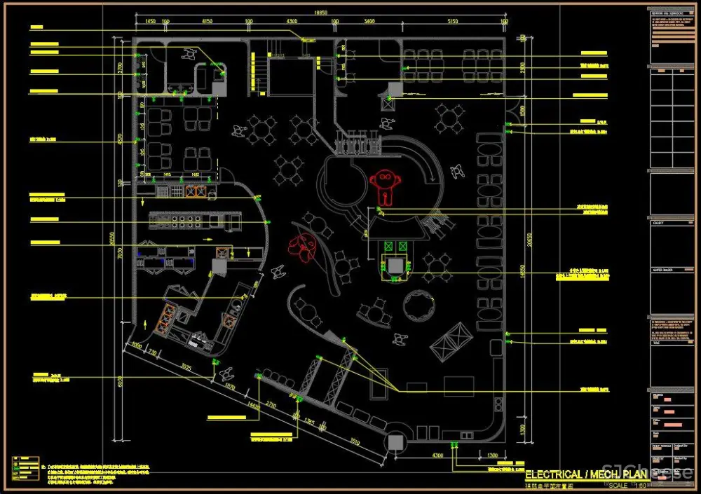 巢羽设计-扬州BINGO亲子餐厅丨CAD施工图+实景·效果图+SU模型丨1.1G