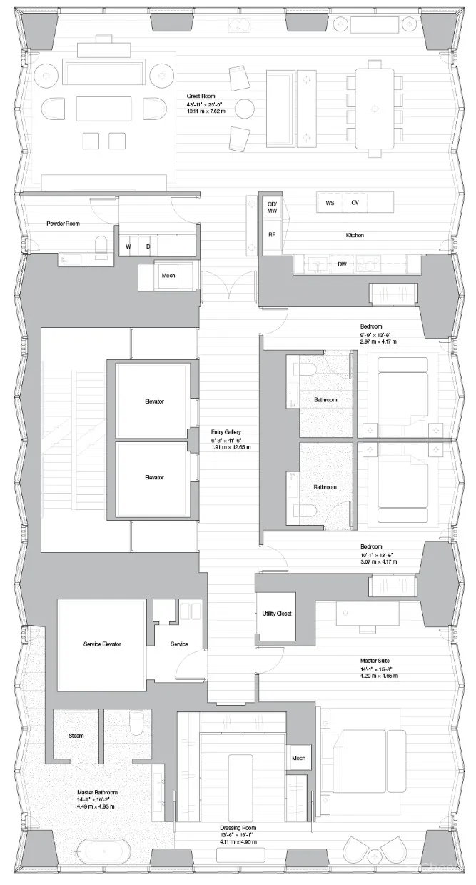 诺曼·福斯特设计最苗条的公寓楼, 样板房走起了简约奢华风!