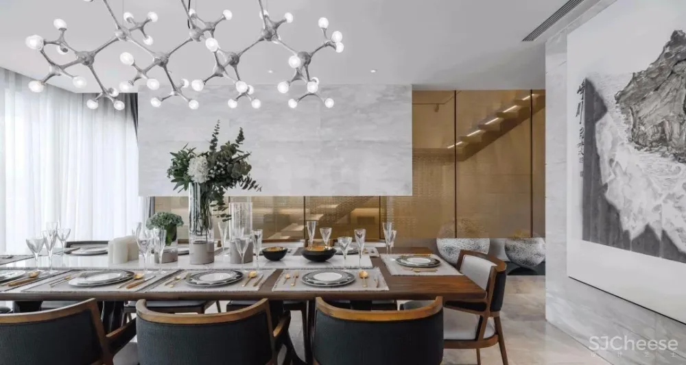 【无间设计吴滨】以山水墨画为灵感源头,将东方美学贯入西方设计手法的武汉华侨城·原岸样板间设计方案